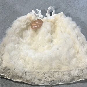 Elegant White Floral 3D Rose Kids Dress